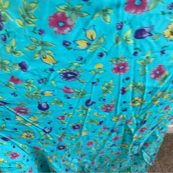 HANNA ANDERSSON Vintage 90s Teal Floral Print Maxi Dress - Picture 9 of 11